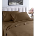thumbnail image 1 of 1000 Thread Count Fresh Home Collection 100% Egyptian Cotton Deep Pocket Dobby Striped Sheet Set (Twin, Brown), 1 of 5