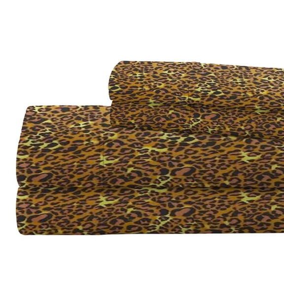 1000 Thread Count King, 100% Egyptian Cotton 4 PC Sheet Set 12" Deep Pocket - Leopard Print