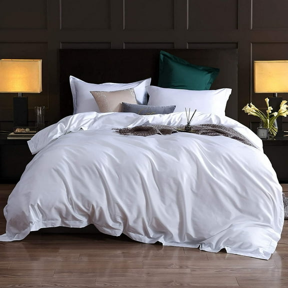1000 Thread Count Oversized King Duvet Cover 100% Egyptian Cotton True Luxury Hotel Quality Quilt - Ultra Soft Breathable 1 Pieces Comforter with Zipper Closure (White)
