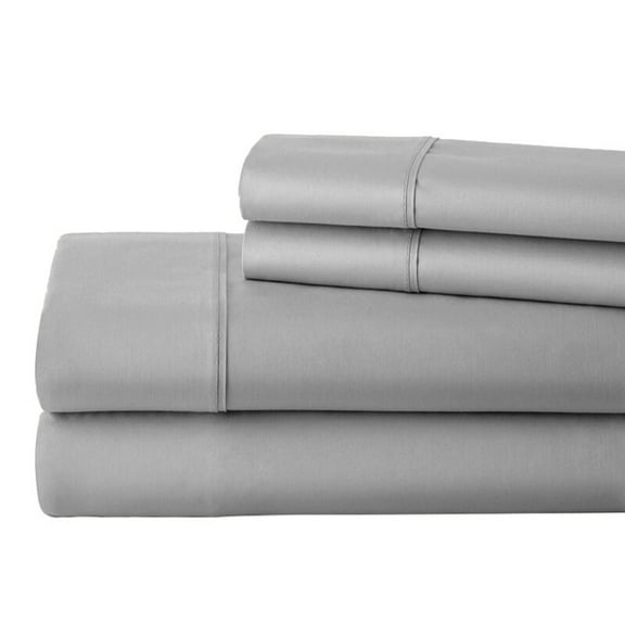 1000 Thread Count Queen Extra Long, 100% Egyptian Cotton 4 PC Sheet Set 12" Deep Pocket - Silver Grey