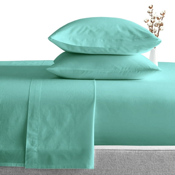 1000 Thread Count RV Sheet Sets 38X80" Truck Sleeper Size Aqua Green Solid Egyptian Cotton Soft And Smooth Bed Sheets for Campers, RV Bunk And Truck Sleeper with 6 inch deep pocket