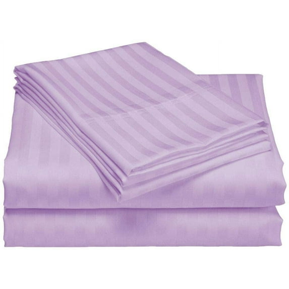 1000 Thread Count Sheet Set of 4 Pieces, 100% Egyptian Cotton Sheets with 12" Deep Pocket, Ultra-Soft Long Staple & Luxurious Hotel Quality Sheets - Lavender Stripe, Full-XL Size.