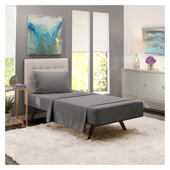1000 Thread Count TWIN Size Egyptian 3pc Bed Sheet Set, Deep Pocket, GRAY