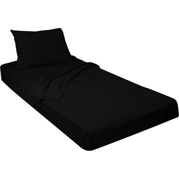 1000 Threat Count 100 % Egyptian Cotton 4-Pcs Sheet for Cot Bunk Bed-Perfect for Narrow Twin/Cot Size/Rv Bunk/Guest Bed Replacement Deep 10-Inch Color Black Solid Cot Size Sheets- 30" X 75"
