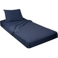 thumbnail image 1 of 1000 Threat Count 100 % Egyptian Cotton 4-Pcs Sheets for Cot Bunk Bed-Perfect for Narrow Twin/Cot Size/Rv Bunk/Guest Bed Replacement Deep 15-Inch Color Navy Blue Solid Cot Size Sheets- 25" X 75", 1 of 5