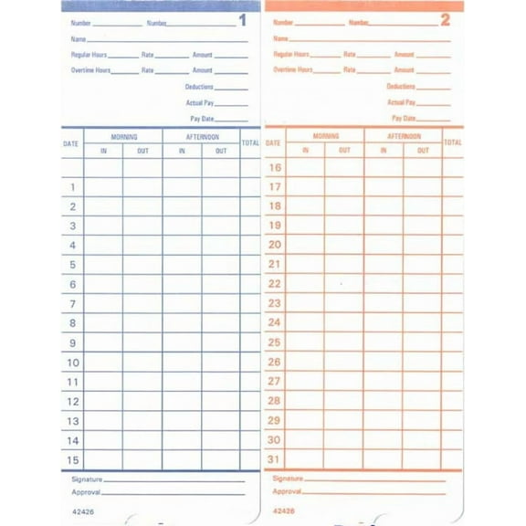 1000 Time Cards 42426 for Pyramid 2400, Allied AT-2400 AT-2500 (4 Column, 2.44 Inch Width 6.38 Inch Height)$$Office