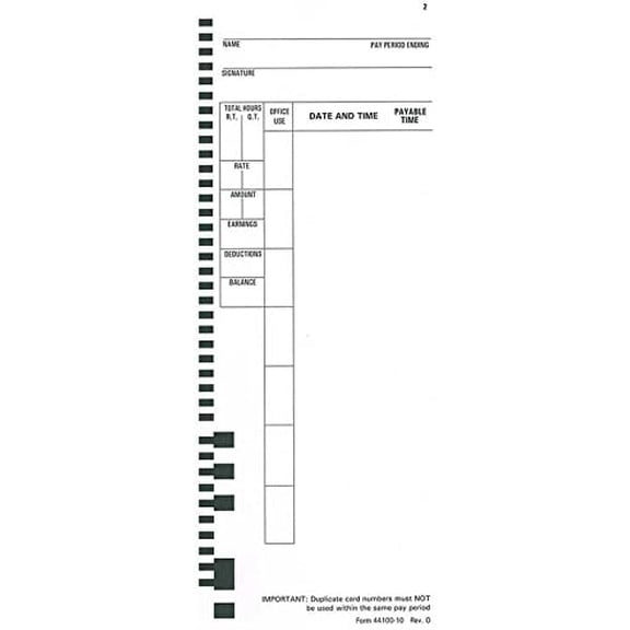 1000 Time Cards for All Pyramid 4000, 4000pro, 5000 Time Recorders (44100)$$Office