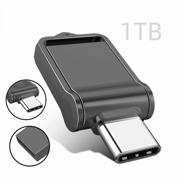 1000 USB C Metal Flash Drive 2-in-1 OTG USB 3.0 Type C Thumb Drive, UDP-Tech Waterproof Portable Jump Drive Swivel Design with Keychain, Smartphones, Tablet, PC