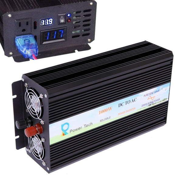 1000 Watt 12V DC to 110V 120V AC Power Inverter Pure Sine Wave Inverter Home Solar System RV