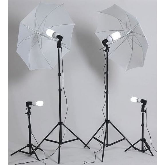 1000 Watt Continuous Fluorescent Lighting Kit with Carry Bag with 2 each 7 Foot Light Stands, Background stands, 105 watt 5500k bulbs, 45 watt bulbs, and 32-Inch Umbrellas