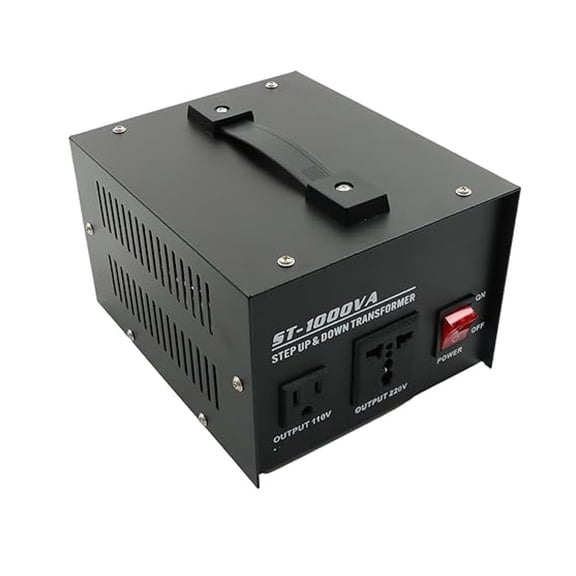 1000 Watt Transformer Universal Receptacle Universal Dual Output Step-Up and Step-Down Power Transformer 110V to 220V/220V to 110V Circuit Breaker Protection