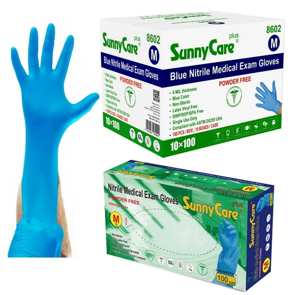 1000/case #8602 SunnyCare 5.0 mil Nitrile Exam Gloves Chemo-Rated (Non Vinyl Latex) Size: Medium