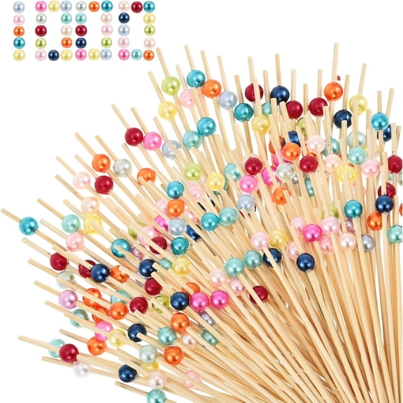 1000 count Picks Beads Fancy Toothpick for Appetizers 4.7 Inch Appetizer Skewer Sticks for Drinks Fruit Charcuterie Wedding Party,Mix Color