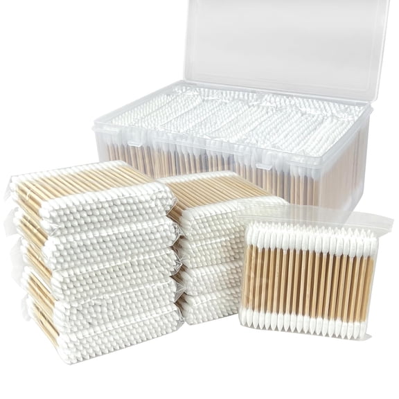 1000 ct (2000 Tips) Bamboo Cotton Swabs - Biodegradable Double Tips Cotton Buds - Natural Organic Cotton Swabs - Pure Cotton Buds For Ear Beauty & Personal Care