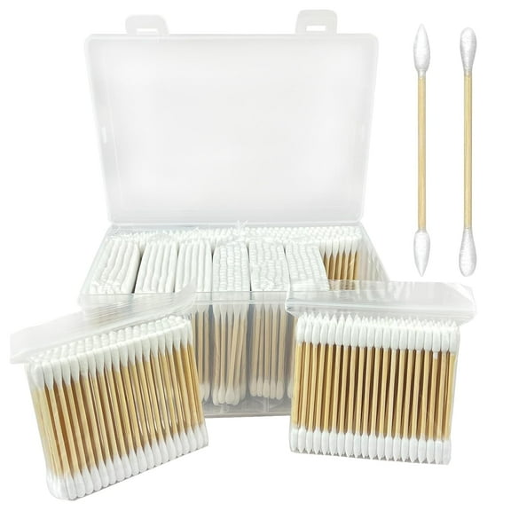 1000 ct (2000 Tips) Bamboo Cotton Swabs - Biodegradable Double Tips Cotton Buds - Natural Organic Cotton Swabs - Pure Cotton Buds For Ear Beauty & Personal Care