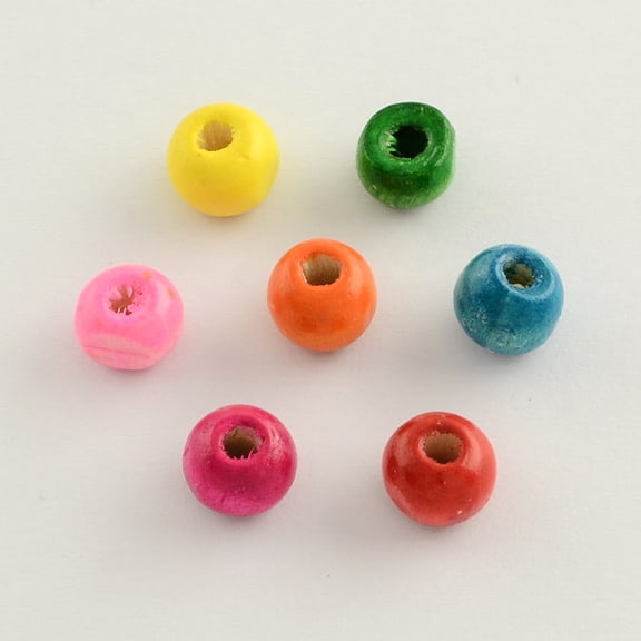 1000 g Dyed Natural Wood Beads Round Lead Free Mixed Color 14x13mm Hole: 4mm about 1200pcs/1000g
