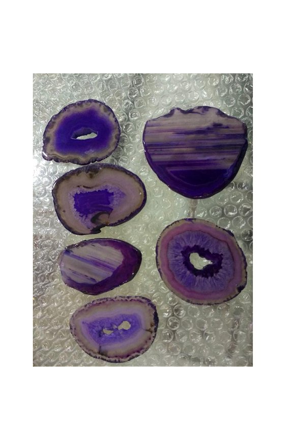 1000 g Natural Agate Slices Big Pendants Dyed Blue Violet 50~110x27~60x5~10mm Hole: 2mm 20~40pcs/kg
