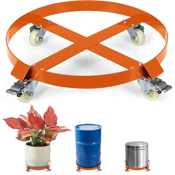 1000 lb Drum Dolly with Locking Swivel Casters for 55 Gallon Drums