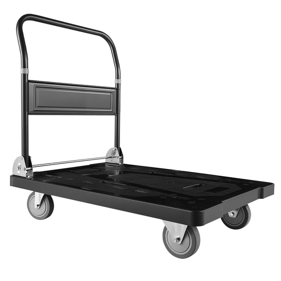 1000 lbs Foldable Push Cart Dolly, Platform Truck with Swivel Wheels, Handle, Easy Storage, 35.2x23.4x33.5 in