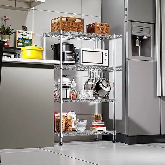 1000 lbs Load Capacity 4-Tier Adjustable Wire Shelving Unit Chrome Steel Storage Rack for Pantry Kitchen and Office