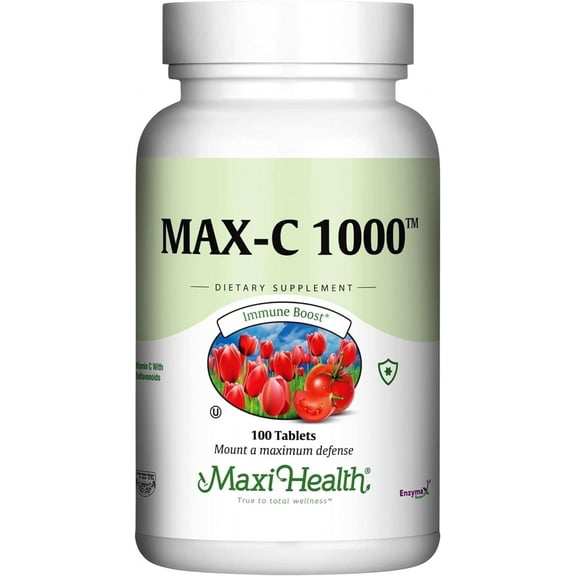 Maxi Health Max C 1000  Vitamin C Supplement with Bioflavonoids  Immune Support  100 Tablets