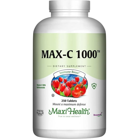 Maxi Health Max C 1000 – Vitamin C with Bioflavonoids – Immune & Vein Support – 250 Tablets
