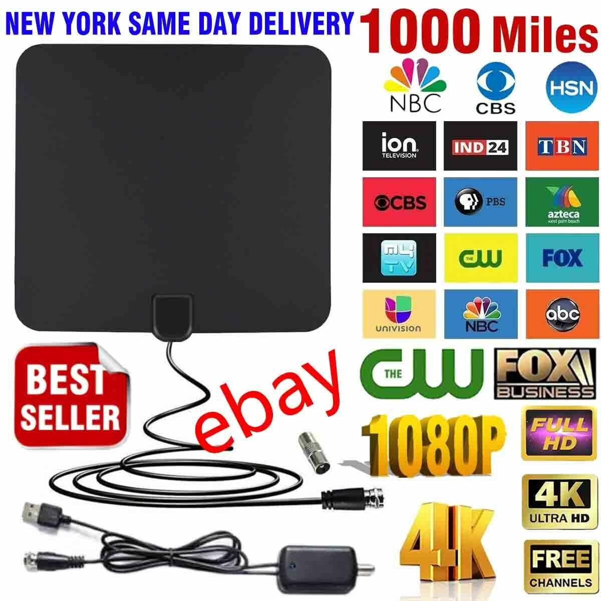 1000 miles TV Antenna Indoor Outdoor HDTV Free HD Digital Channels 13tf