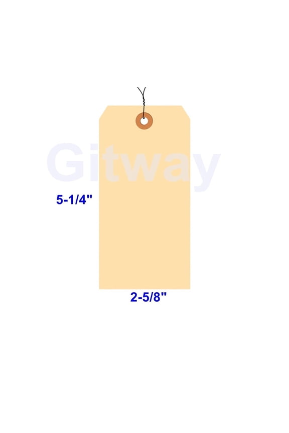 1000 of 5 1/4" x 2 5/8" Size 6 Manilla Shipping Hang Tag Tags with Wire 13 Pt