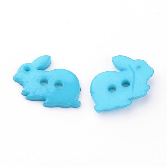 1000 pc 2-Hole Opaque Solid color Bunny Acrylic Buttons Rabbit Mixed color 17.5x13.5x2mm Hole: 2mm