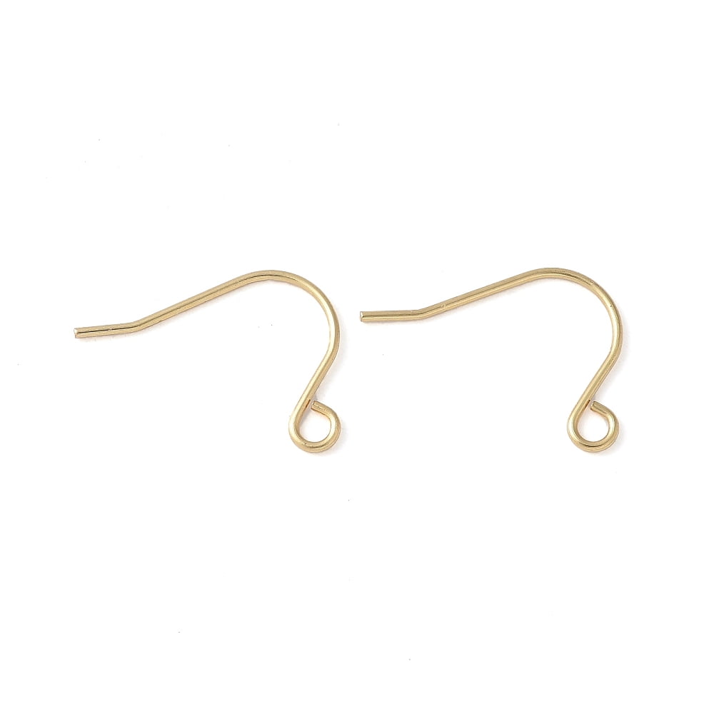 1000 pc 316 Surgical Stainless Steel Earring Hooks Ear Wire with Horizontal Loop Real 18K golden Plated 12~13mm Hole: 1.8mm Pin: 0.7mm