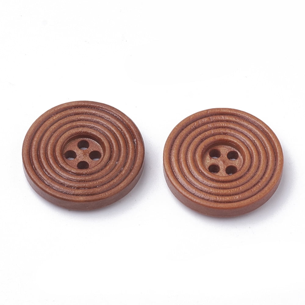 1000 pc 4-Hole Wooden Buttons Flat Round Sienna 25x5mm Hole: 2mm ...