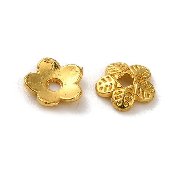 1000 pc Alloy Beads Caps Lead Free Cadmium Free Multi-Petal Flower Matte golden color 6x1.5mm Hole: 1.2mm