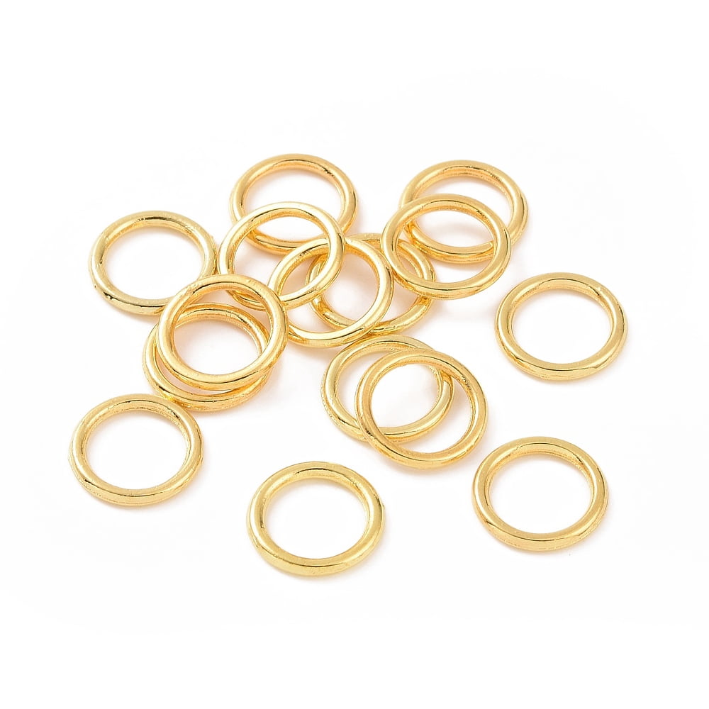 1000 pc Alloy Soldered Closed Jump Rings Round Golden 10x1.2mm 16 Gauge Inner Diameter: 7.2mm