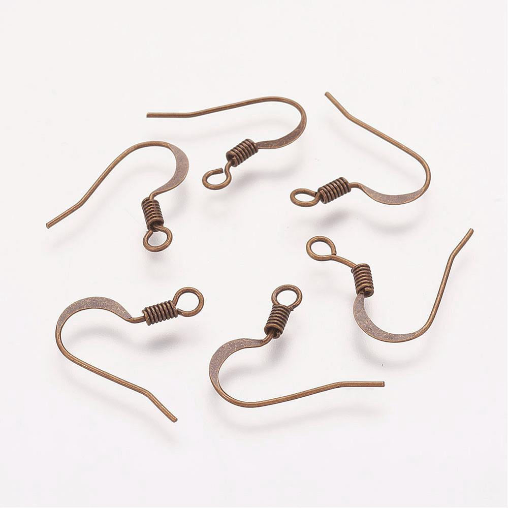1000 pc Brass French Earring Hooks Flat Earring Hooks Ear Wire with Horizontal Loop Nickel Free Bronze 17mm Hole: 2mm 21 Gauge Pin: 0.7mm