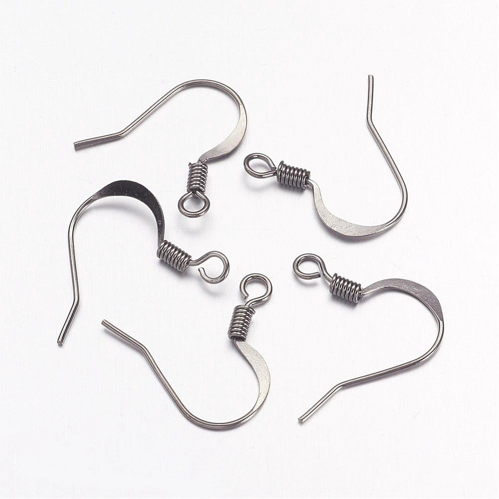 1000 pc Brass French Earring Hooks Flat Earring Hooks Ear Wire with Horizontal Loop Nickel Free Gunmetal 17mm Hole: 2mm 21 Gauge Pin: 0.7mm