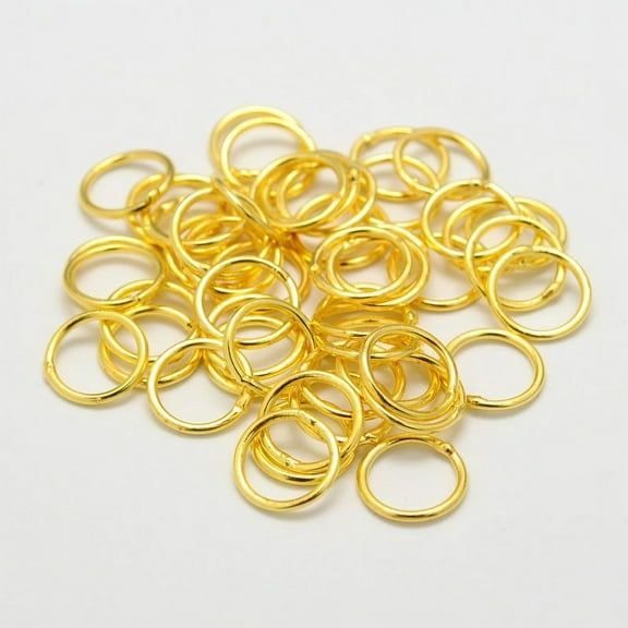 1000 pc Brass Round Rings Soldered Jump Rings Closed Jump Rings Cadmium Free Nickel Free Lead Free 18K golden Plated 18 Gauge 6x1mm Inner Diameter: 4mm