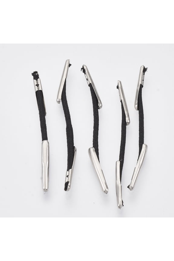 1000 pc Elastic Barbed Cord with Stainless Steel Findings for Fixing Finger Ring Black 34~36x1mm Stainless Steel