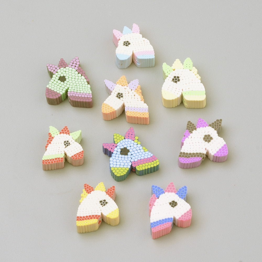 1000 pc Handmade Polymer Clay Beads Horse Mixed color 11~13x11~13x4~5mm Hole: 1mm