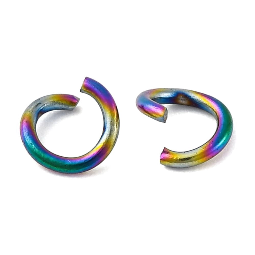 1000 pc Ion Plating(IP) 304 Stainless Steel Open Jump Rings Ring Rainbow color 6x1mm 18Gauge Inner Diameter: 4mm