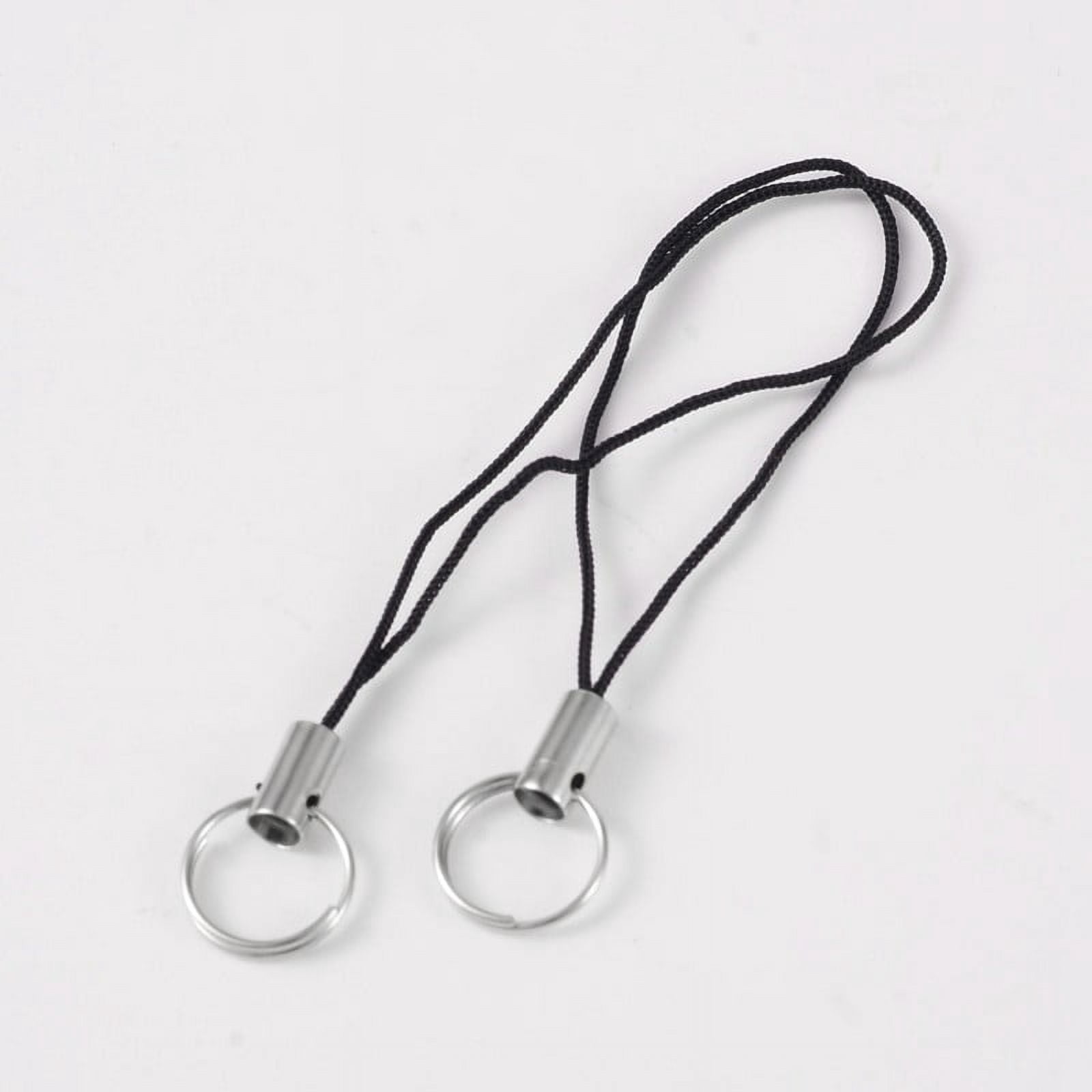 1000 pc Nylon Cord Mobile Making Cord Loops with Iron Findings Black 60x0.8mm