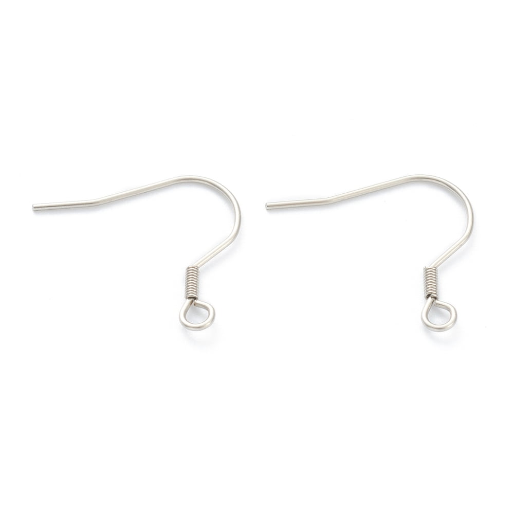 1000 pc Tarnish Resistant 316 Surgical Stainless Steel Earring Hooks Ear Wire with Horizontal Loop Stainless Steel Color 19mm Hole: 2mm 22 Gauge Pin: 0.6mm