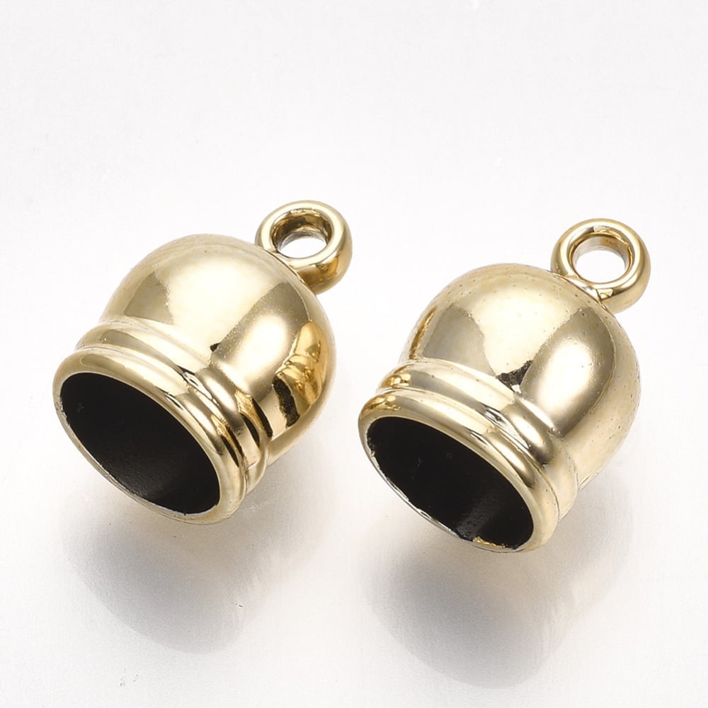 1000 pc UV Plating ABS Plastic Cord Ends End Caps Golden 17.5x12.5mm Hole: 2mm Inner Diameter: 10mm