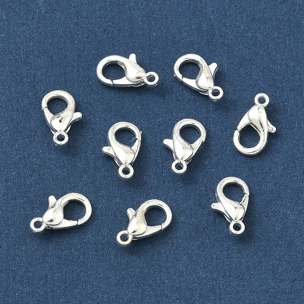1000 pc Zinc Alloy Lobster Claw Clasps Cadmium Free & Nickel Free & Lead Free Silver Color Plated 10x6mm Hole: 1mm