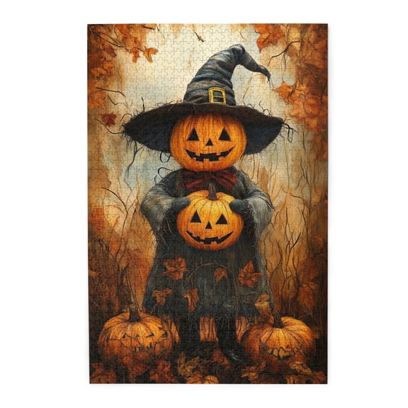 1000 pcs 1000 Piece Vibrant Wooden Jigsaw Puzzle Pumpkin Wizard,Creative Activity Hobbies for Adults,Charm Holiday Gifts,1000 Piece Jigsaw Puzzle for Adults Challenging Puzzle Perfect for Game Nights
