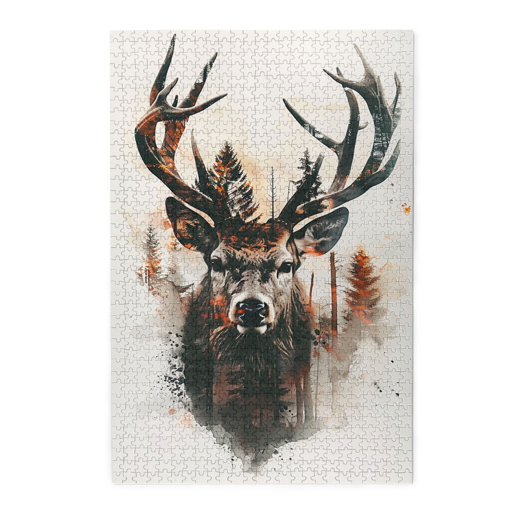1000 pcs 1000 Piece Wooden Puzzles Double exposure Deer & Forests,Vibrant Design,Unique Animal Art Puzzle Game,Modern Style Deer & Forests Fun Puzzle 1000 Piece,Gift for Animal Lovers,Relax yourself
