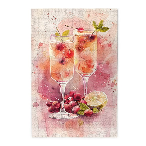 1000 pcs 1000 Piece Wooden Puzzles Fruits Cocktail,Stunningly Vibrant Colors,Unique Artwork for Adult,Charm Fruits Cocktail Art Stress relieving puzzle 1000 Piece,Creative Activity Hobbies for Adults