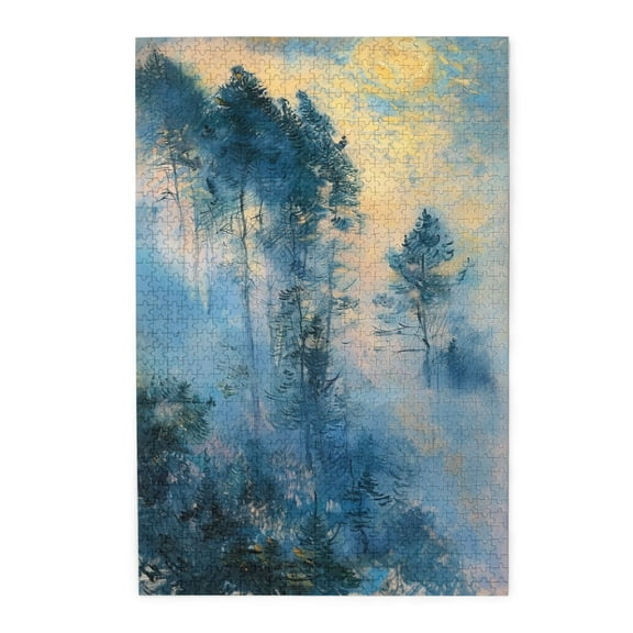 1000 pcs 1000 Piece Wooden Puzzles Misty woodland,Stress relieving pleasure,Classic scenery Stress relieving puzzle,Exquisite Misty woodland Funny Puzzle 1000 Piece,Gift for scenery & Puzzle Lovers