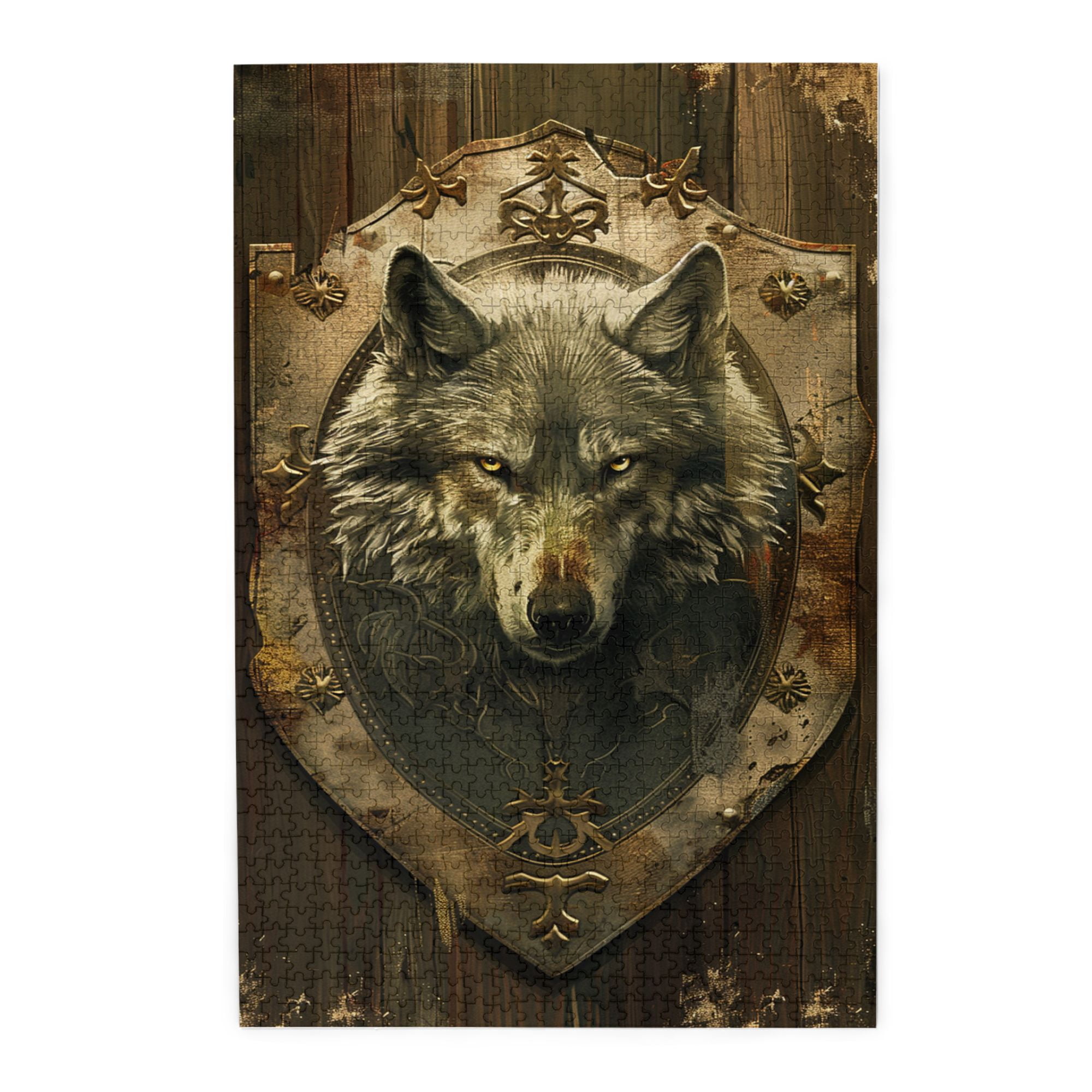 1000 pcs 1000 Piece Wooden Puzzles Wolf Head Badge,Unique Artwork for Animal,Funny Animal Art Stress relieving puzzle,for Animal Lovers Gifts,Impossible Hard Difficult Challenging Puzzles for Adults