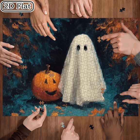 1000 pcs Adult Puzzle - Christmas And Halloween Themed Pumpkin Pattern, , Suitable for Family Game Night, Portable Boxed.29.4*19.6in