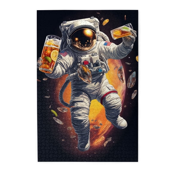 1000 pcs Astronauts & Beverages 1000 Piece Wooden Puzzles,Challenging Brain Exercise,Creative Activity Hobbies for Adults,1000 Piece Jigsaw Puzzle for Adults Challenging Puzzle Perfect for Game Night
